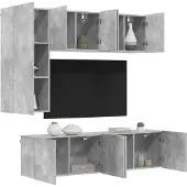 Syfax 5-delige Tv-wandmeubelset bewerkt hout betongrijs