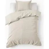 Sleeptime Teddy dekbedovertrek Check - Onderkant microvezel - crème - 140x220