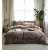 Royal Textile Dekbedovertrek Teddy Pom Pom - Taupe 200 x 200/220 cm