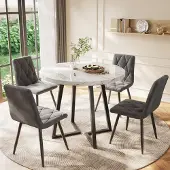 Merkloos Moderne Ronde Eettafel met Marmerpatroon