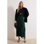 Trendyol Modest Dames Groen Dierenprint Maxi Uitlopend rok A-lijn Modest Rokken
