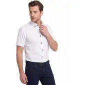 Ledub Modern Fit Overhemd Korte mouw Sneeuwwit 910 Sneeuwwit