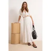 Trendyol TRENDYOLMİLLA Dames Wit Effen Maxi Skater Rokken