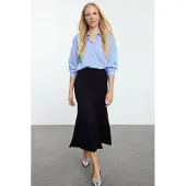 Trendyol TRENDYOLMİLLA Dames Zwart Effen Midi Taille Elastisch A-lijn Rokken