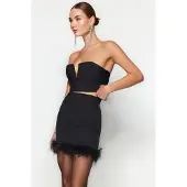 Trendyol TRENDYOLMİLLA Dames Zwart Effen Kort / Mini Basic Kokerrok- rok Rokken