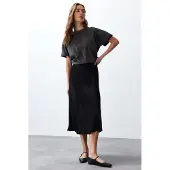 Trendyol TRENDYOLMİLLA Dames Zwart Effen Midi Zeemeermin Rokken