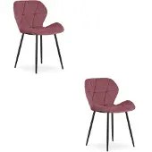 Leobert Chaise - - Mango - Donkerroze fluweel / Zwarte poten - Set van 2