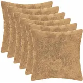 vidaXL Kussensloop 6 st HEERLEN Taupe 40 x 40 cm Nep Konijnenbont