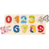 Goki Houten Cijferpuzzel met Noppen 30x15cm