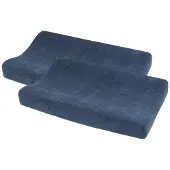 Meyco Baby Uni Aankleedkussenhoes - 2-pack - Badstof - Indigo - 50x70cm