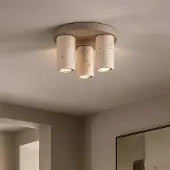 LumenXL Plafondlamp Cova met drie spots in travertinlook - zandbeige