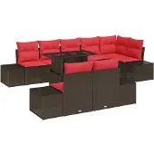 vidaXL Tuinbank Set 9 st Bruin poly rattan