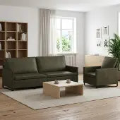 vidaXL Bankstel 2 pcs Leger Groen Kunstsuède stof