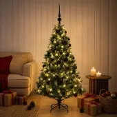 vidaXL Kunstkerstboom met Ballen 150 cm 150 LED's Warmwit