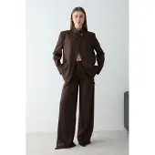 Trendyol TRENDYOLMİLLA Dames Bruin Gestreept Lang Oversized Blazers