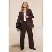 Trendyol TRENDYOLMİLLA Dames Bruin Effen Lang Regular fit Blazers