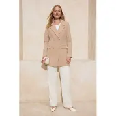 Trendyol Modest Dames Beige Effen Lang Regular fit Modest Blazers