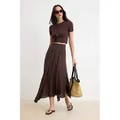 Trendyol TRENDYOLMİLLA Dames Bruin Dierenprint Maxi Asymmetrisch Rokken