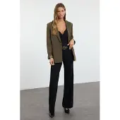 Trendyol TRENDYOLMİLLA Dames Kaki Effen Lang Regular fit Blazers