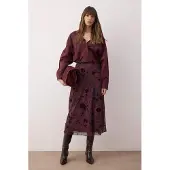Trendyol TRENDYOLMİLLA Dames Paars Bloemen Midi Taille Elastisch A-lijn Rokken