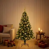 vidaXL Kunstkerstboom met Ballen 150 cm 150 LED's Warmwit