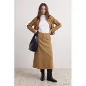 Trendyol TRENDYOLMİLLA Dames Kaki Effen Maxi Skater Rokken