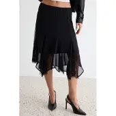 Trendyol TRENDYOLMİLLA Dames Zwart Effen Midi Zeemeermin Rokken