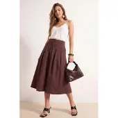 Trendyol TRENDYOLMİLLA Dames Bruin Effen Midi Skater Rokken
