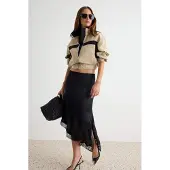 Trendyol TRENDYOLMİLLA Dames Zwart Effen Midi Zeemeermin Rokken
