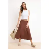 Trendyol TRENDYOLMİLLA Dames Bruin Effen Midi A-lijn Skater Rokken