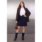 Trendyol Dames Donkerblauw Effen Kort / Mini Grote maten Rokken
