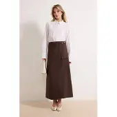 Trendyol Modest Dames Bruin Effen Maxi Sarong Modest Rokken