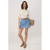 Trendyol TRENDYOLMİLLA Dames Blauw Geborduurd Extra Kort / Super Mini Rokken
