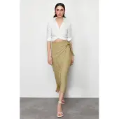 Trendyol TRENDYOLMİLLA Dames Groen Effen Midi Sarong Rokken