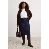 Trendyol Dames Donkerblauw Effen Maxi Kokerrok- rok Grote maten Rokken