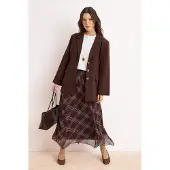 Trendyol Modest Dames Meerkleurig Ruitpatroon Maxi A-lijn Modest Rokken