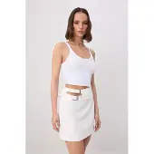 Trendyol TRENDYOLMİLLA Dames Wit Effen Kort / Mini A-lijn Rokken