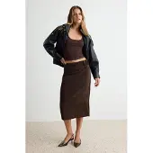 Trendyol TRENDYOLMİLLA Dames Bruin Effen Midi Kokerrok- rok Rokken