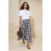 Trendyol TRENDYOLMİLLA Dames Bruin Geruit Maxi Asymmetrisch Rokken