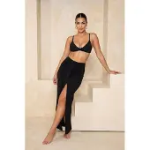 Trendyol TRENDYOLMİLLA Dames Zwart Effen Maxi Sarong Asymmetrisch Rokken