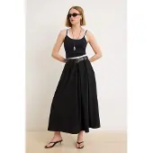 Trendyol TRENDYOLMİLLA Dames Zwart Effen Maxi Skater Rokken