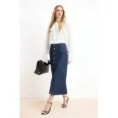 Trendyol TRENDYOLMİLLA Dames Blauw Effen Maxi A-lijn Rokken