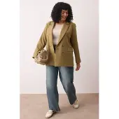 Trendyol Dames Kaki Effen Lang Oversized Grote maten Blazers