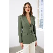 Trendyol TRENDYOLMİLLA Dames Kaki Effen Lang Getailleerd Blazers
