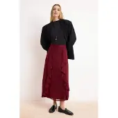 Trendyol Modest Dames Bordeaux Effen Maxi A-lijn A-lijn Modest Rokken