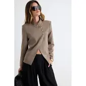 Trendyol TRENDYOLMİLLA Dames Bruin Effen Lang Regular fit Blazers