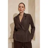 Trendyol TRENDYOLMİLLA Dames Bruin Gestreept Lang Oversized Blazers