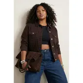 Trendyol Dames Bruin Effen Lang Regular fit Grote maten Blazers