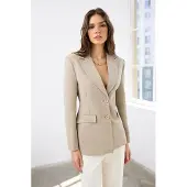 Trendyol TRENDYOLMİLLA Dames Bruin Effen Lang Getailleerd Blazers