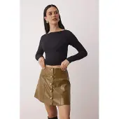 Trendyol TRENDYOLMİLLA Dames Groen Effen Kort / Mini Kokerrok- rok Rokken